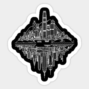 Hong Kong New York Reversible Skylines - White Sticker